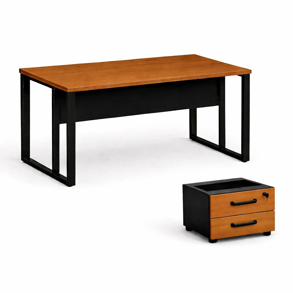 Mesa de escritório maranello m40 pé retangular 1,20X0,60m Sevilha/Preto - C/gavetas - 1937