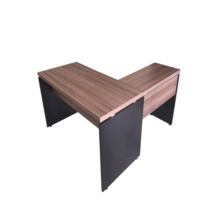 Mesa em L 1,70x0,70 s/gavetas - cor walnut/preto - 1363