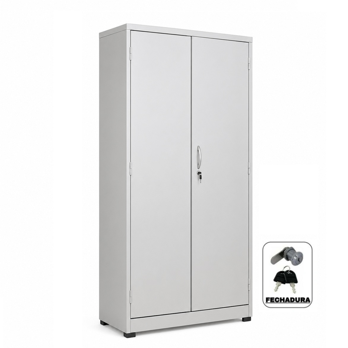 Armário de Aço Cinza com 02 portas – PA 90 – 1,98×0,90×0,40m – Chapa 26 – 3109