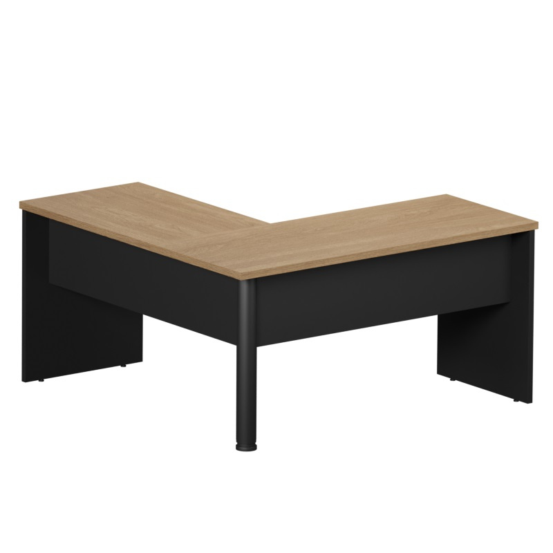Mesa Angular M30 1,50x1,50m Pé Painel Nogueira/Preto - 1122