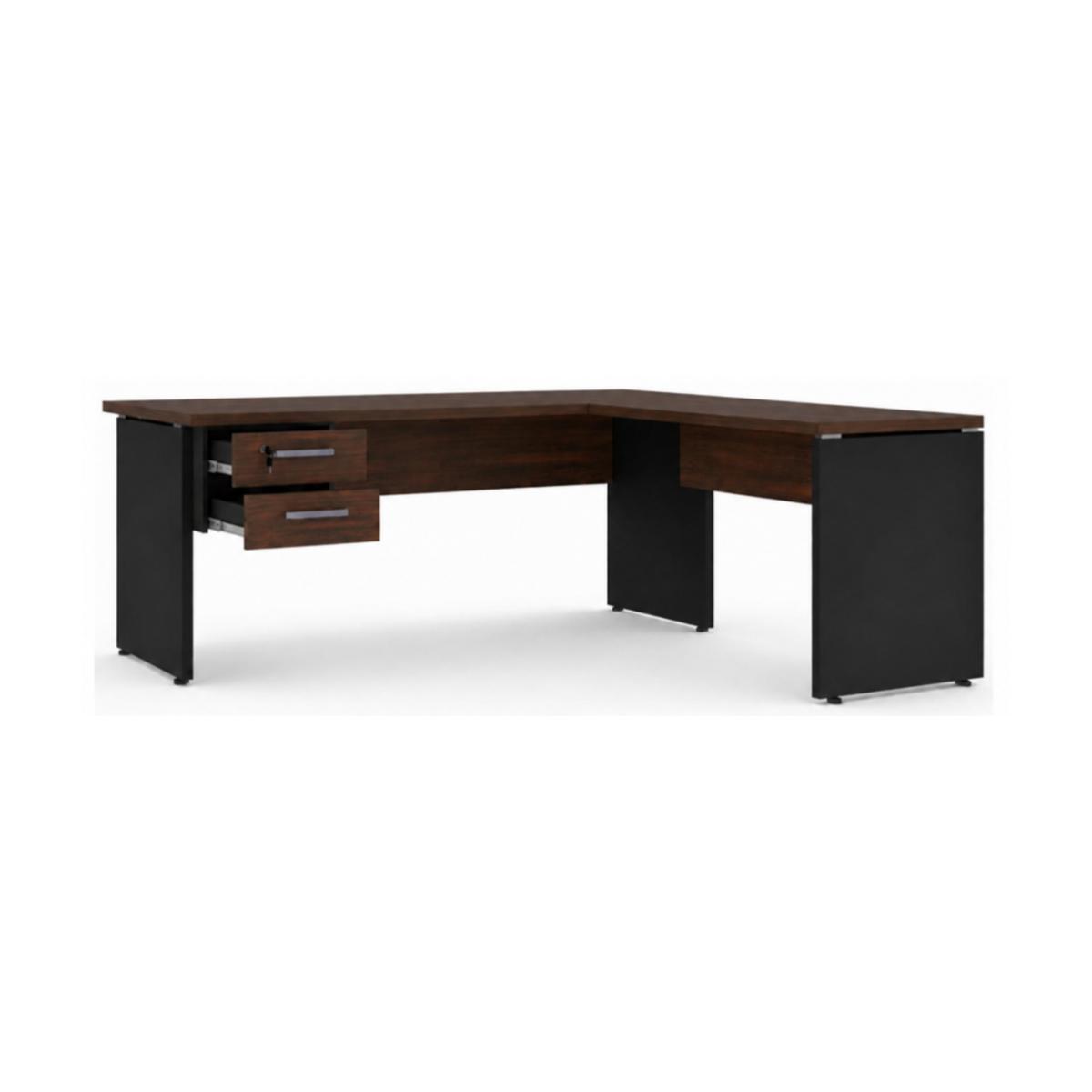 Mesa de escritório em L 1,70x0,70 Pé Painel c/ Gaveta London/Preto - 1137