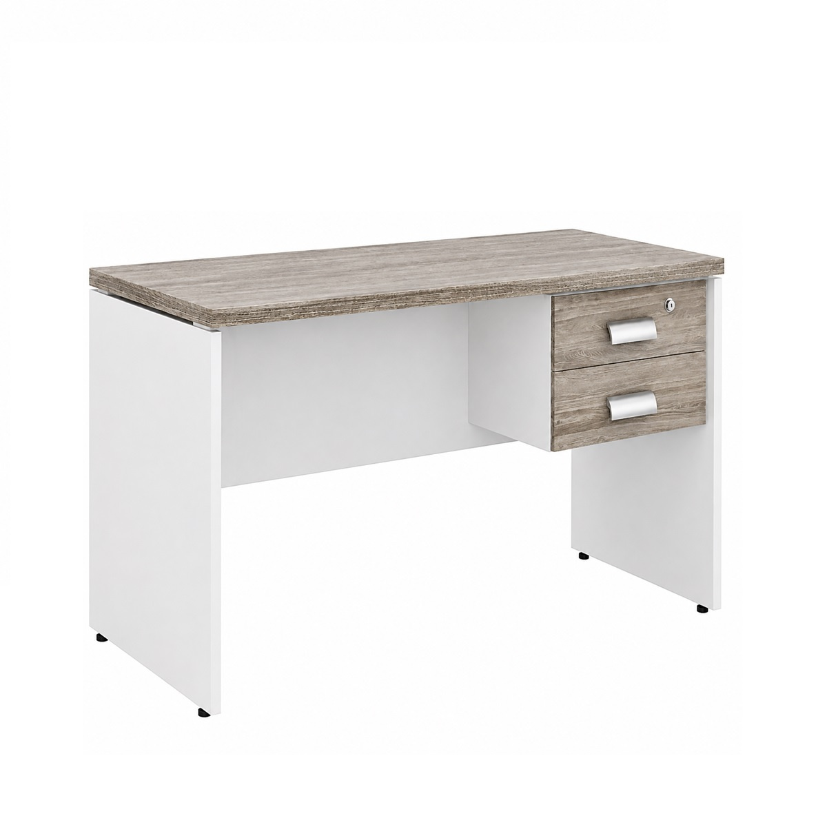 Mesa de Escritório Reta 1,20 X 0,60 C/ Gavetas - Cor Fresno/Branco - Marzo Vitorino - 1017