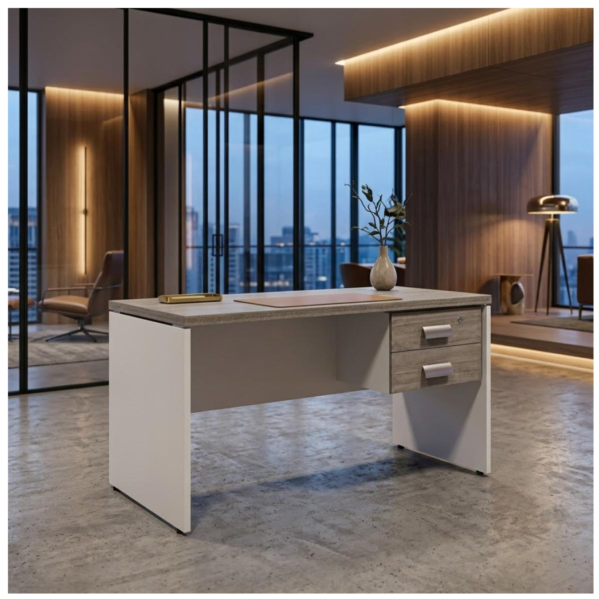 Mesa de Escritório Reta 1,50 X 0,70 C/ Gavetas - Cor Fresno Sbiancatto - Marzo Vitorino - 1018 - Imagem 6