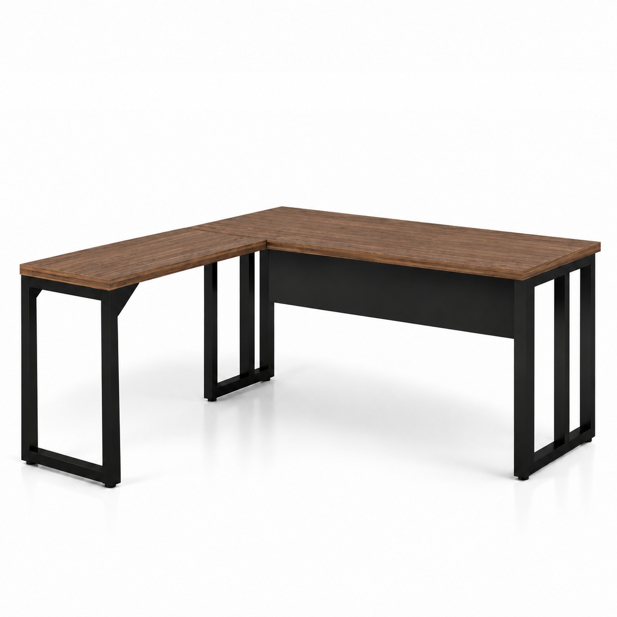 Mesa de escritório em L s/gavetas pé retangular 170X160m Nogal/Preto - 1197