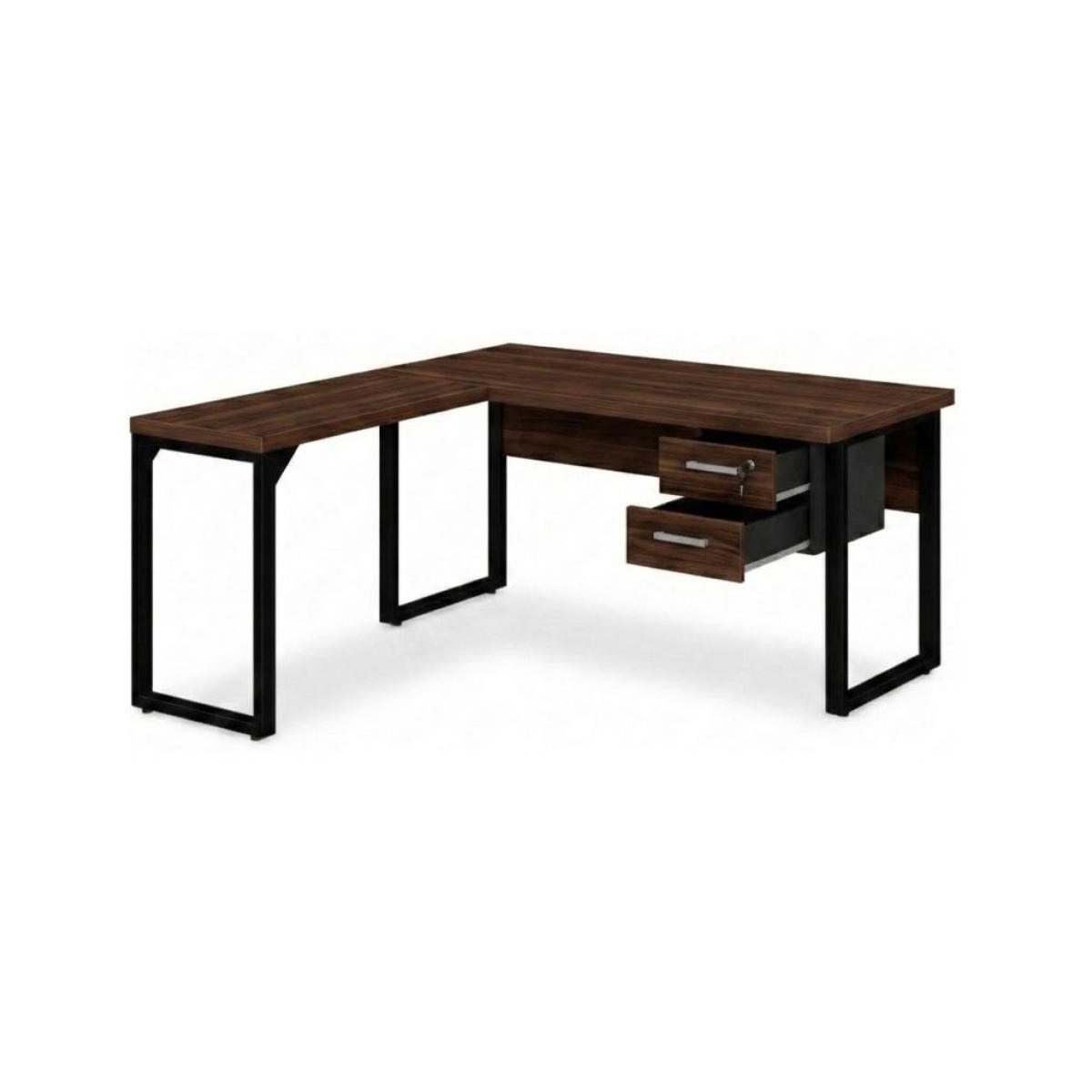 Mesa de escritório em L 1,70x70 Pé Retangular C/ Gaveta London/Preto - 1141