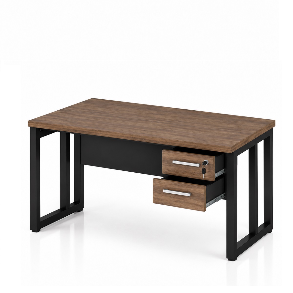 Mesa de escritório maranello M40 pé retangular c/ Gaveta 1,70X0,70m Nogal/Preto - 1193